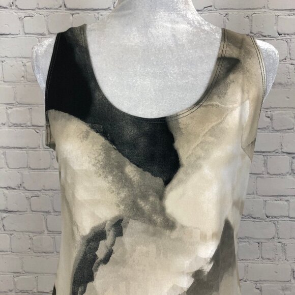 Clara Sunwoo Tan Black Sleeveless Top Size S Watercolor Abstract - Picture 4 of 6